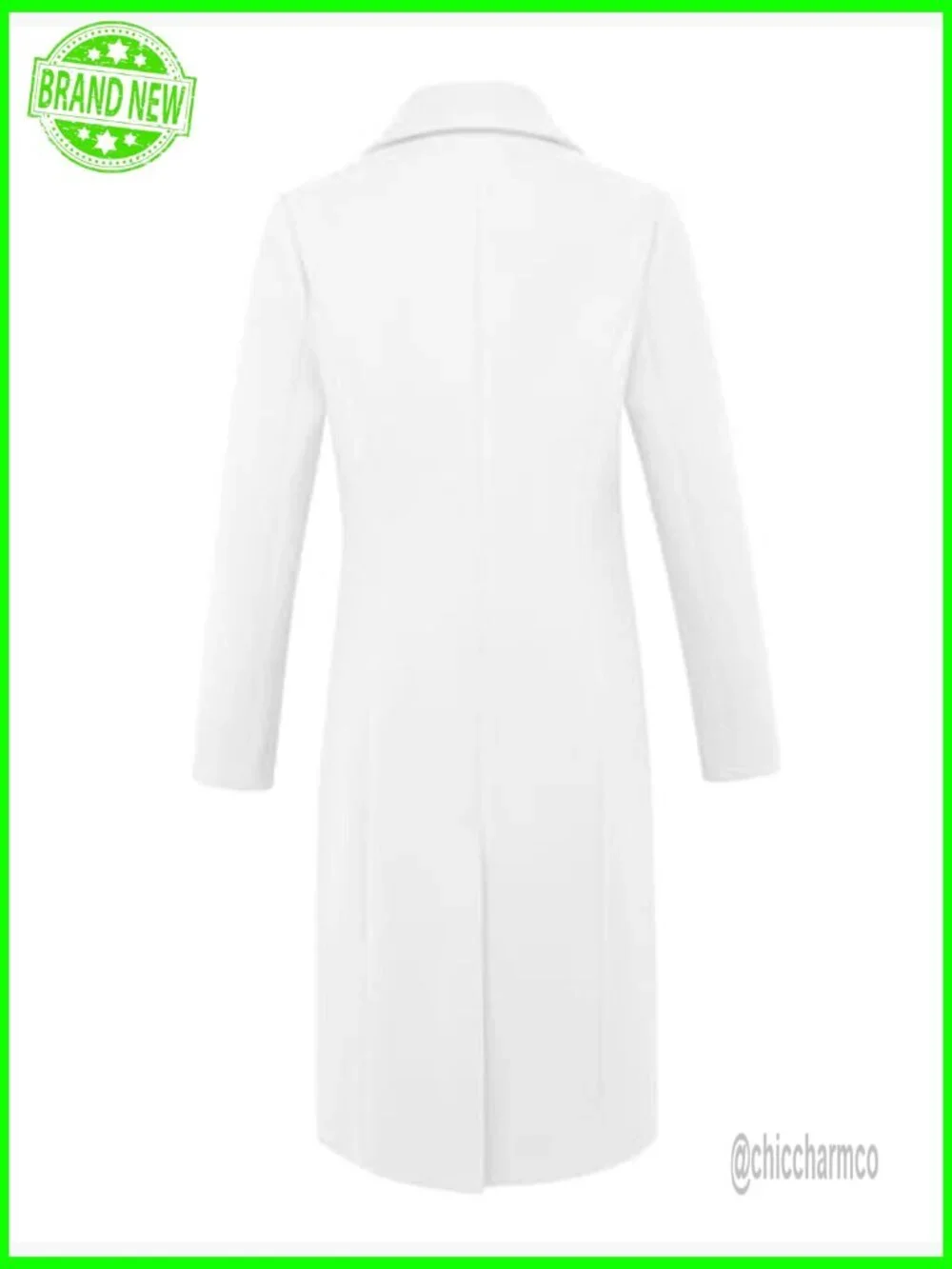 Double Breasted Long Wool Blend Trench Coat Peacoat